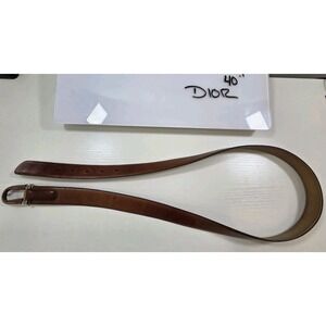 Vintage Stamped Christian Dior Aniline Leather Belt Brown 40 L, 1" Wide